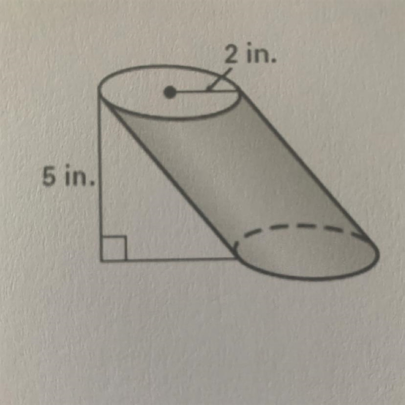 Use cavalier’s principales to find the volume of the oblique cylinder-example-1