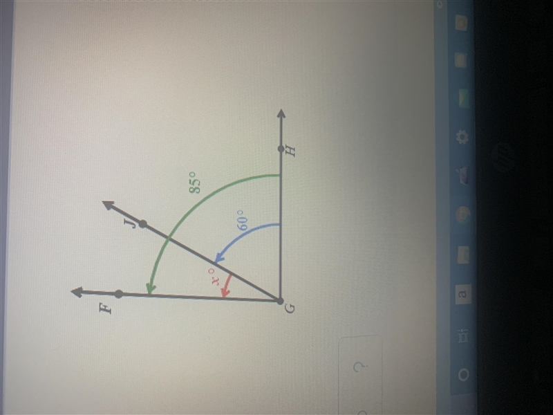 Please help! 20 point reward!! The measure of angle FGH is 85 degrees The measure-example-1