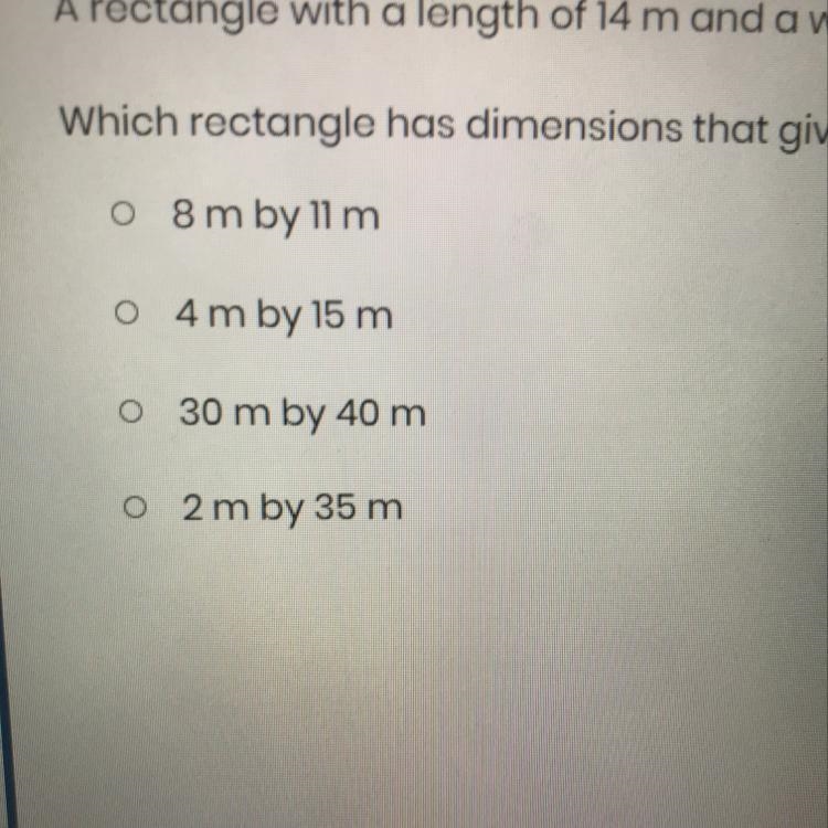 A rectangle with a length of 14 m and a width of 5 m has an area of 70 sq m and a-example-1