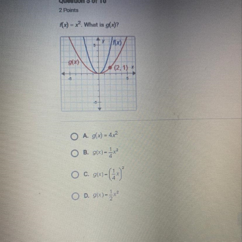 F(x)=x^2 what is g(x)-example-1