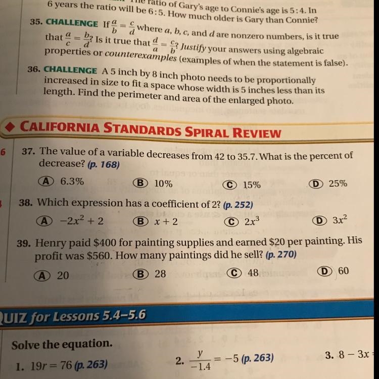 Answer 37, 38, and 39 and make sure to answer with either the letter or with one of-example-1