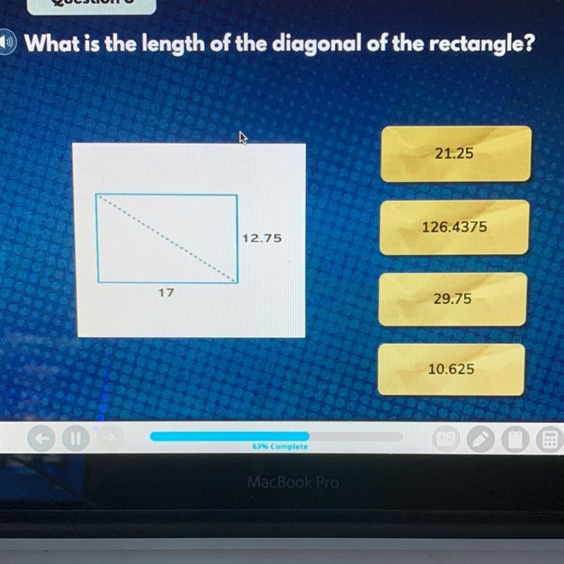 What is the length of the diagonal of the triangle?-example-1