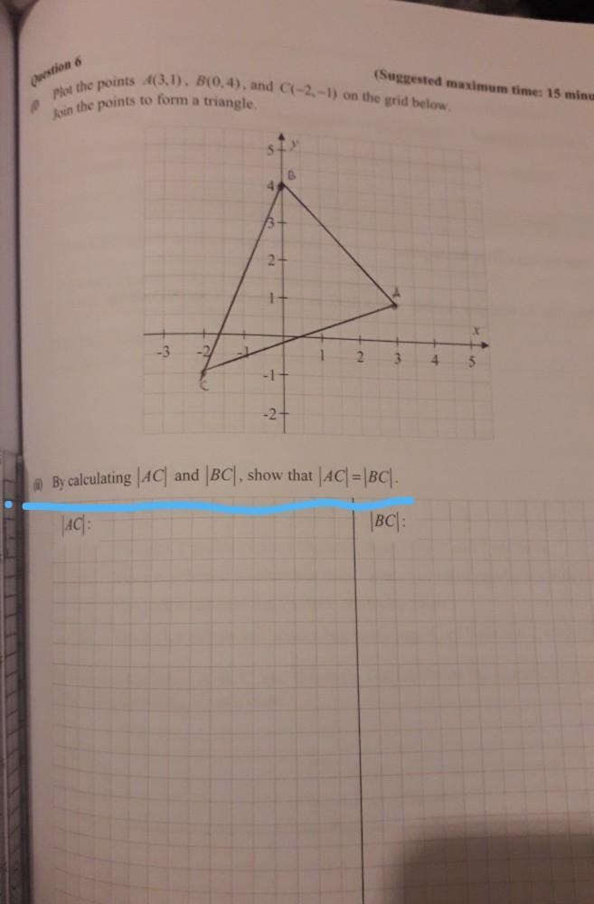 By calculating |AC| and |BC| , show that |AC| =|BC|​-example-1