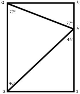 Find the m∠SAQ. 44° 46° 57° 77°-example-1