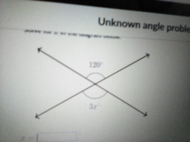 What is x for unknown angle problems algebra?-example-1