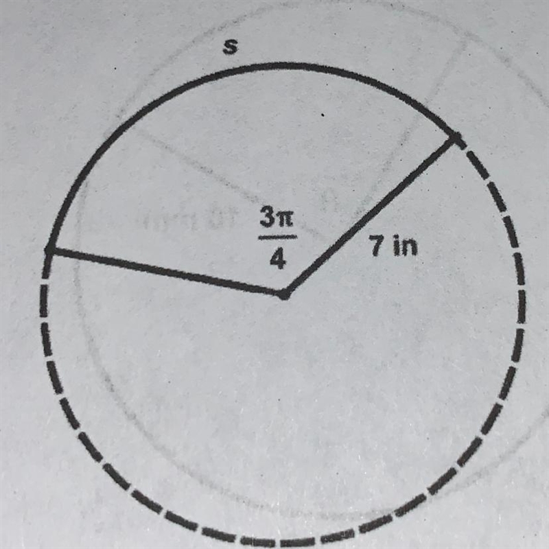 An arc is intercepted by a two radio that form an angle of 3π/4 radians. If the radius-example-1