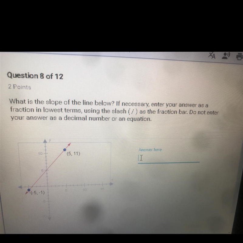 What is the slope of the line below?-example-1