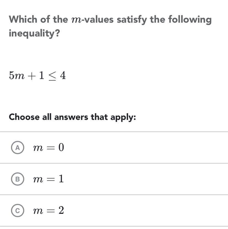 Which of the m values satisfy the following the inequality-example-1