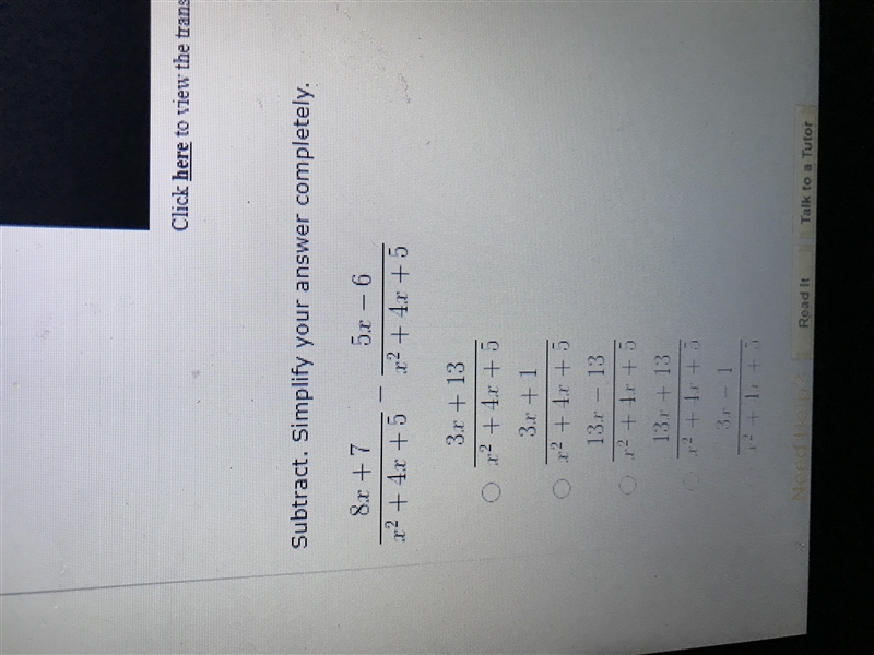 Subtract simplify your answer completely-example-1