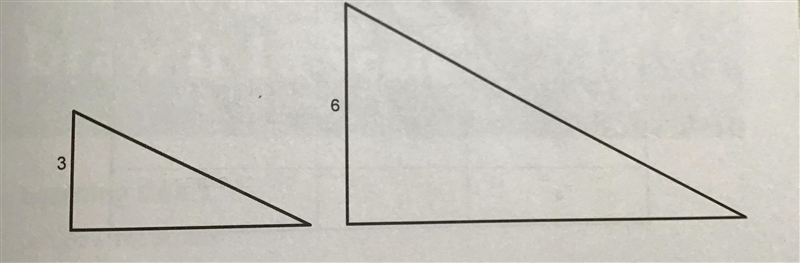 These two triangles are scaled copies of one another. The area of the smaller triangle-example-1