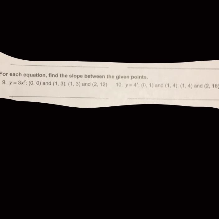 For each equation find the slope between the given points.-example-1