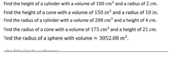 Find the height of a cylinder with a volume of 100cm^3 and a radius of 2 cm. Find-example-1