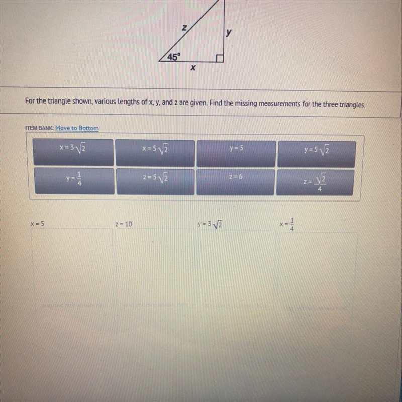 For the triangle shown, various lengths of x, y, and 2 are given Find the missing-example-1