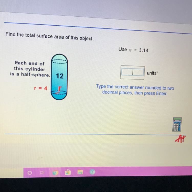 Find the total surface area of this object-example-1