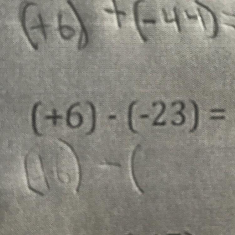 What does (+6)-(-23) =?-example-1