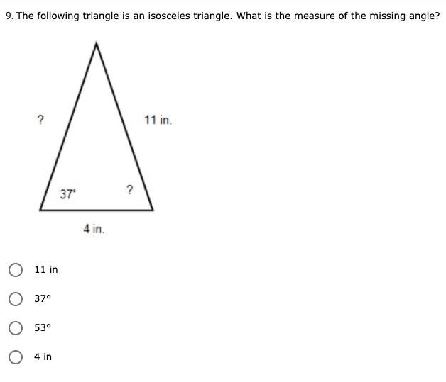 What is the measure of the missing angle? Please help!-example-1