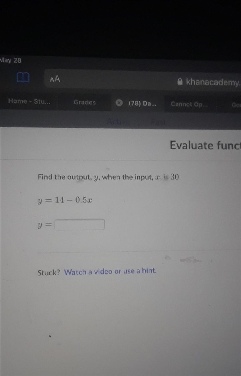 Find the output y, when the input x, is 30.​-example-1