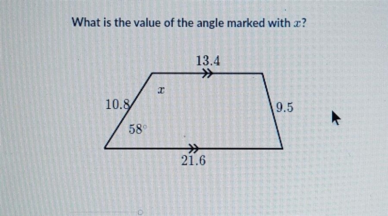 What is the value of the angle marked with x?​-example-1