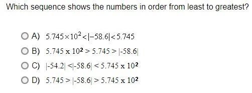 Which sequence shows the numbers in order from least to greatest?-example-1