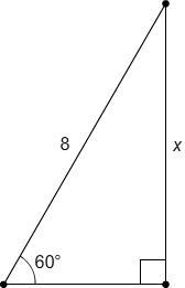 PLEASE HELP I HAVE BEEN STRUGGLING FOR HOURS!!!! What is the value of x? a: 4 b: 43√ c-example-1