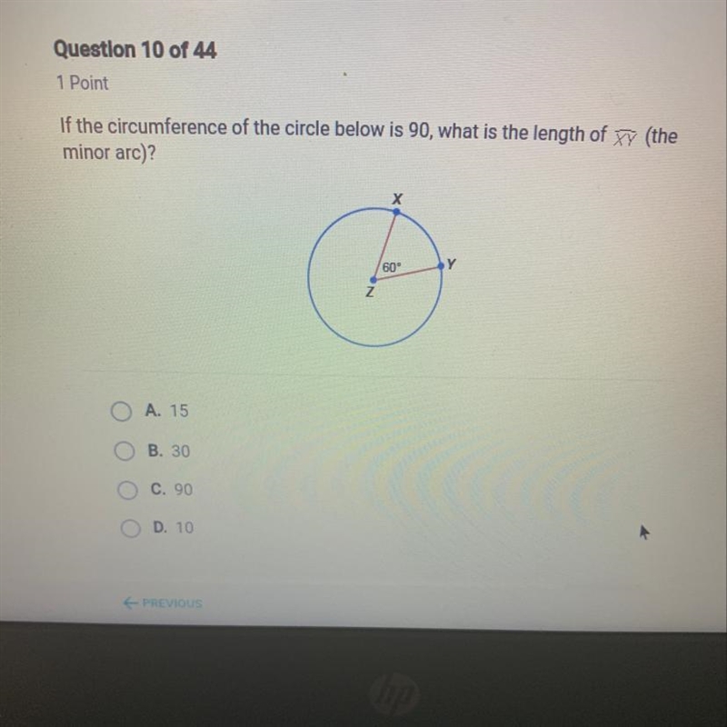 Help!! if the circumference or the circle below is 90 what is the length of xy (the-example-1