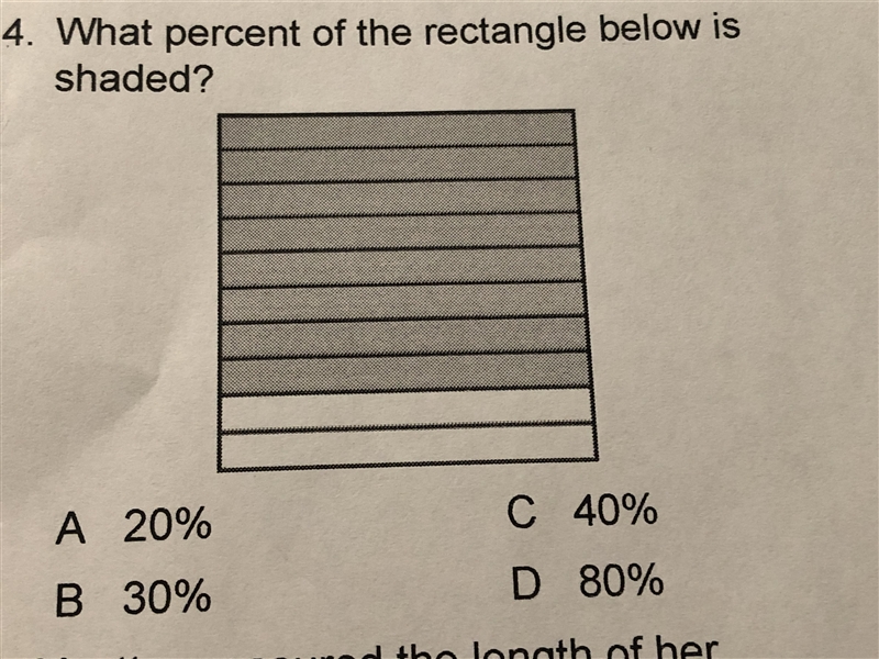 What percentage is shaded in the rectangle provided in the photo below?-example-1