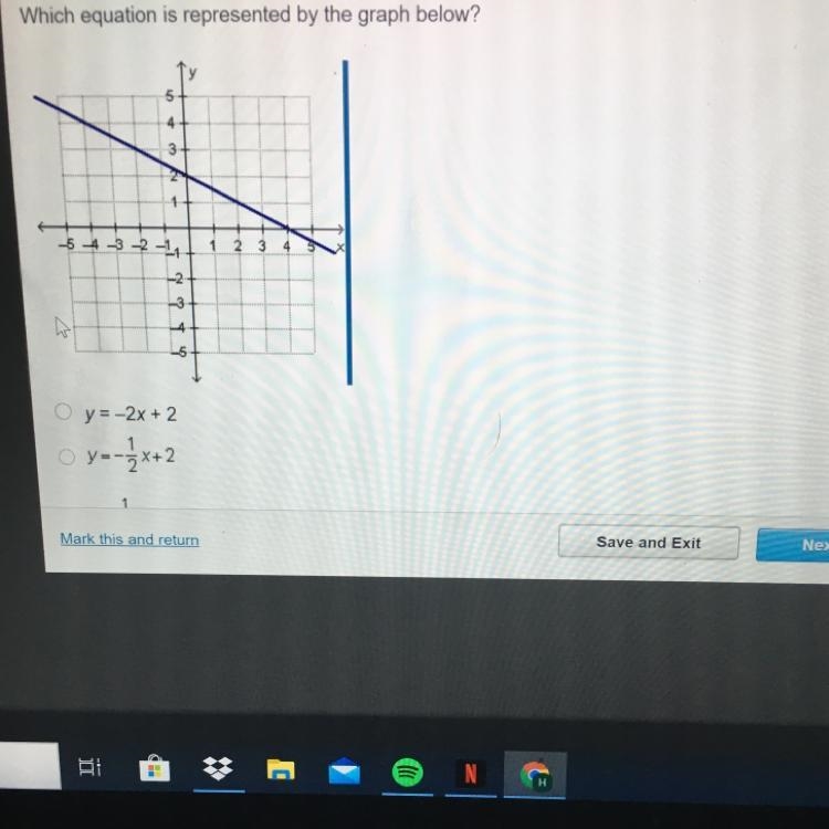 5 4 3 5 4 -3 -2 -14 1 2 3 4 -2 -3 4 y = -2x + 2 Need help y=-3x+2 y = 1/4+2 y = 2x-example-1