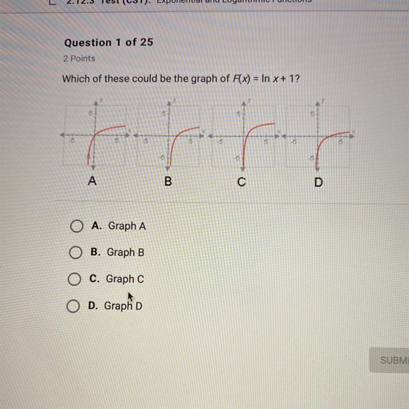 Which of these could be the graph of F(x) = In x + 1?-example-1