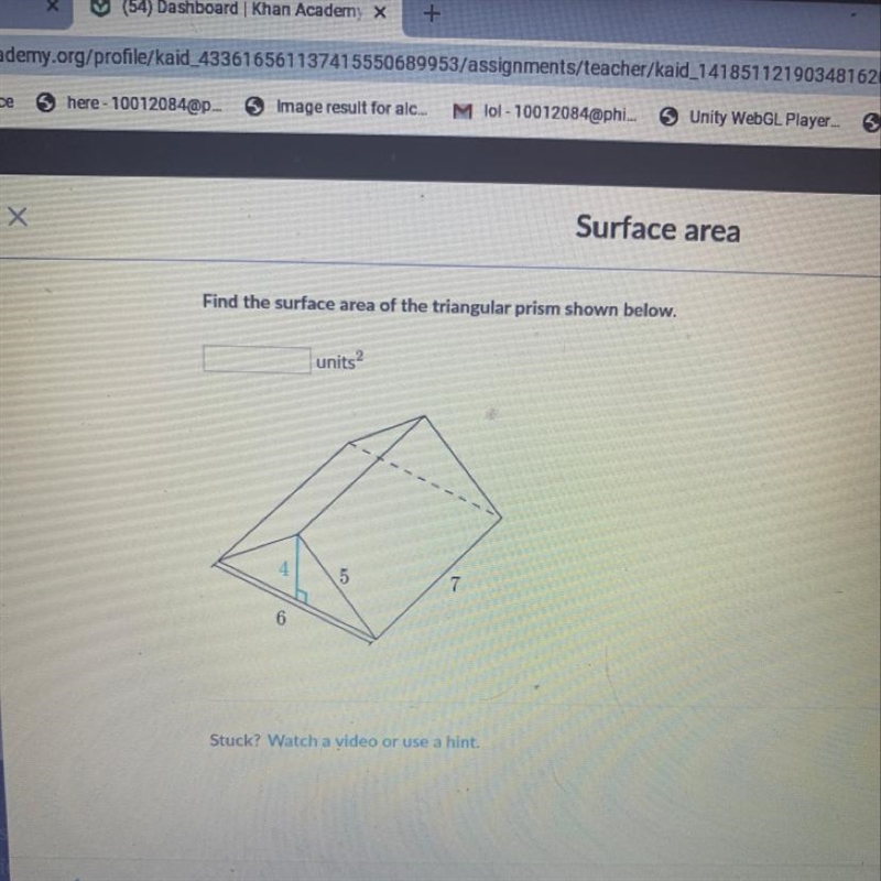 Find the surface area of the triangular prism below-example-1