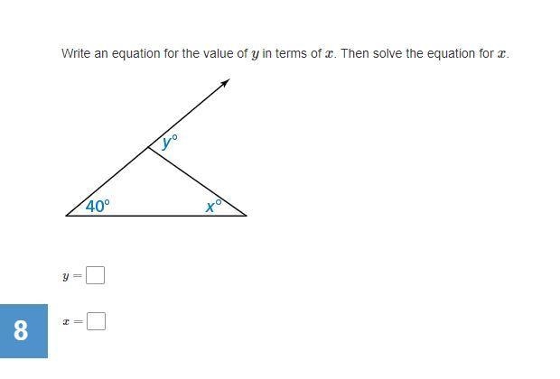 Write an equation for the value of y in terms of x. Then solve the equation for x-example-1