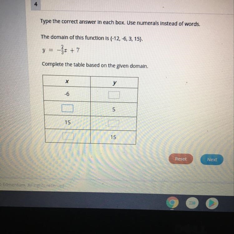 Complete the table based on the given domain-example-1