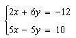 Solve the system using elimination. A. (2, 1) B. (0, –2) C. (–2, 0) D. (1, 2)-example-1