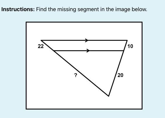 Trying to find the missing segment to the triangle in the attached image.-example-1