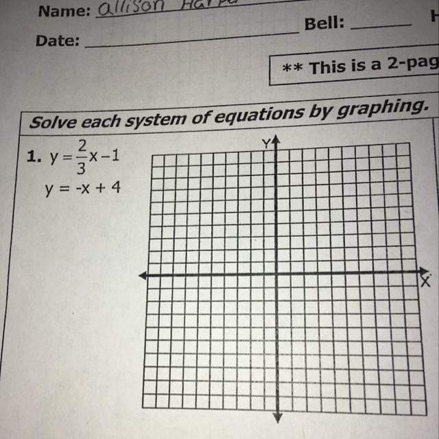 I do not really understand how to solve these equations by graphing-example-1