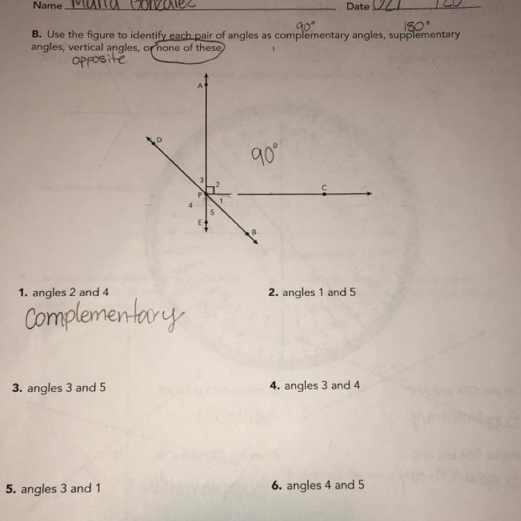 B. Use the figure to identify each pair of angles as complementary angles, supplementary-example-1