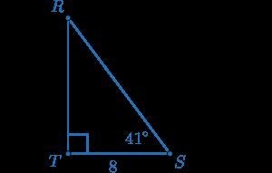 In right triangle RST, ∠T is a right angle, m∠S=41∘, and ST=8. What is the measurement-example-1