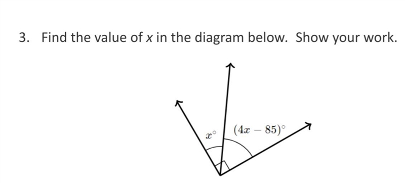 Find the value of x in the diagram below. Show your work.-example-1