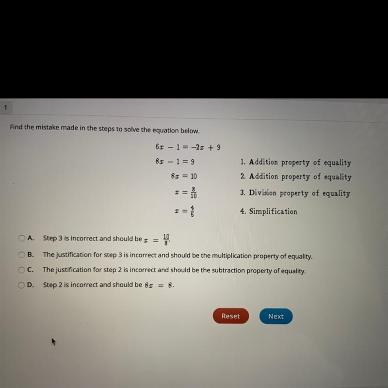 What’s the mistake made in the steps to solve the equation below?-example-1