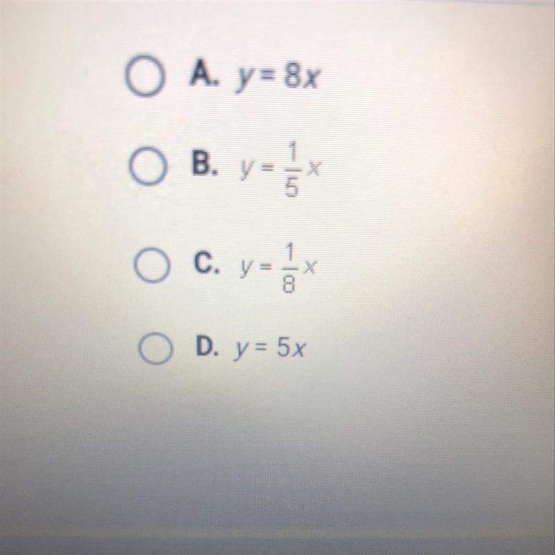 The ordered pair below is a solution to which equation? (40,5)-example-1