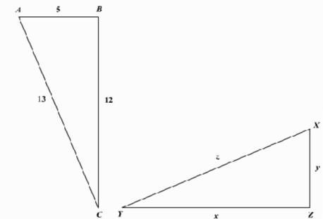 Referring to the figure, the triangles below are congruent. Find x, y, and z. a. x-example-1