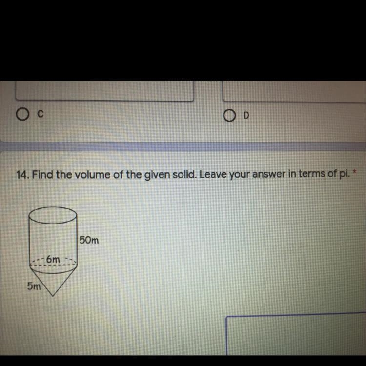 Find the volume of the given solid. Leave your answer in terms of pi-example-1