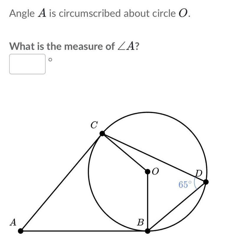 What is the measure of angle A?-example-1