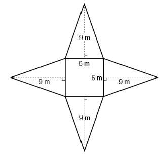 What is the surface area of the square pyramid represented by the net?-example-1