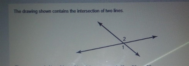 The measure of <1 = 20x + 21 and the measure of <2 = 30x - 29. a. Write an equation-example-1