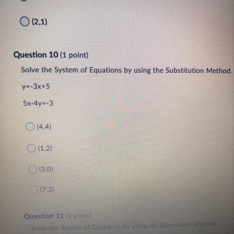 Question 10 (1 point) Solve the System of Equations by using the Substitution Method-example-1