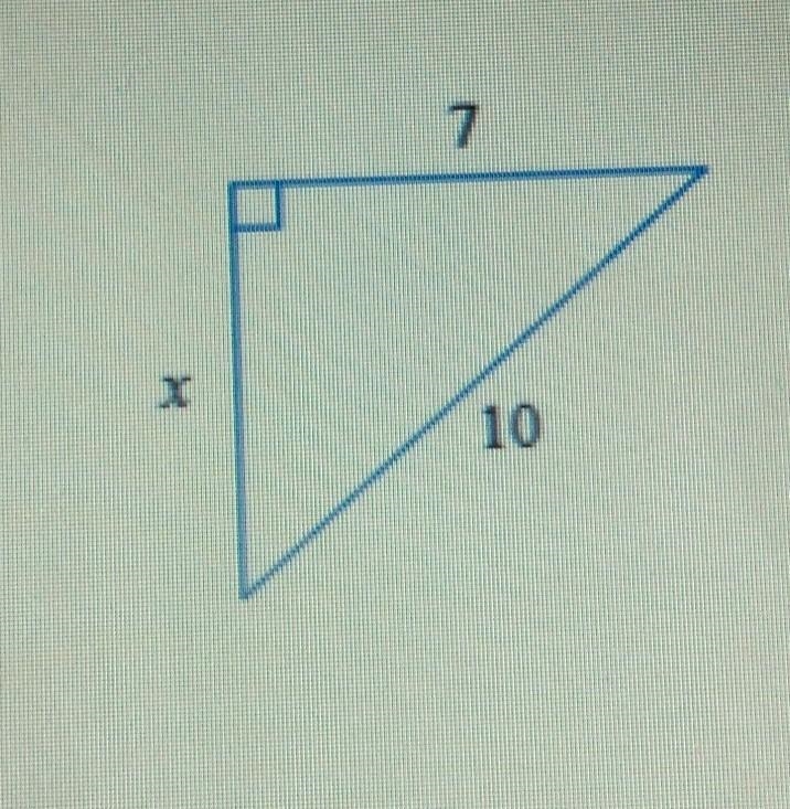 for the following right triangle, find the side length x. round your answer to the-example-1