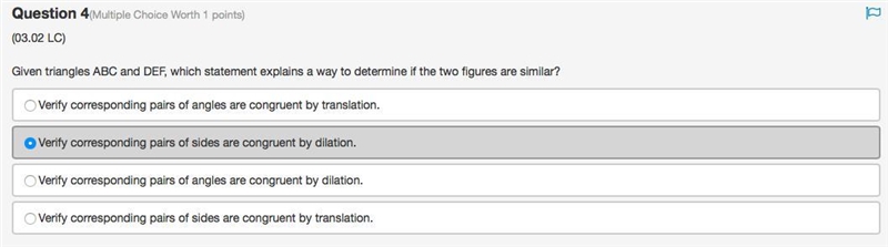 Given triangles ABC and DEF, which statement explains a way to determine if the two-example-1