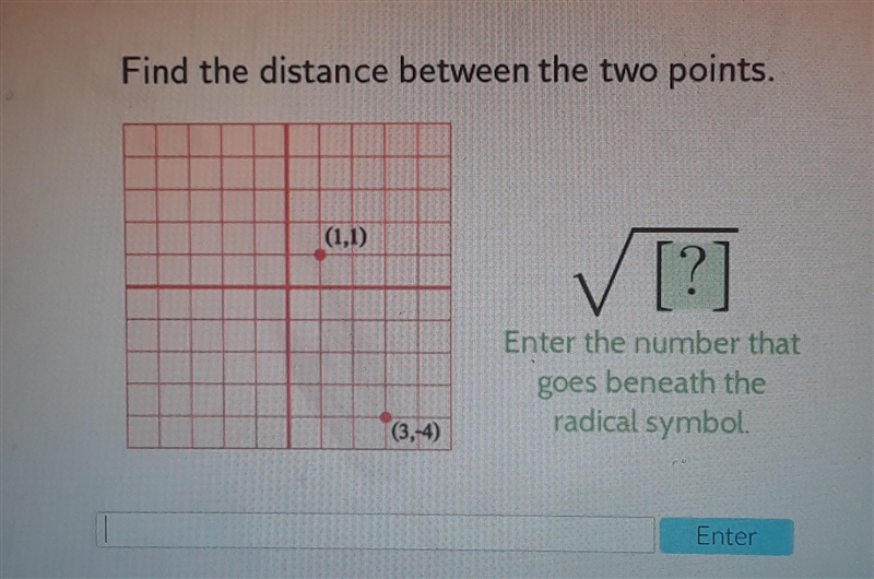 Help! Picture above Coordinates using Pythagorean Theorem. Enter the number that goes-example-1