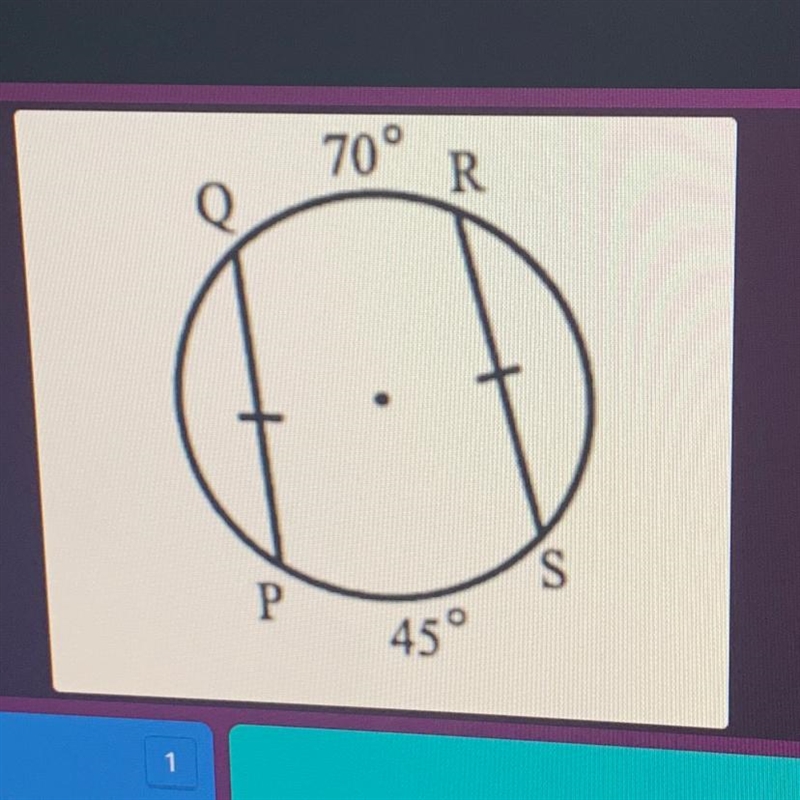 What is the measure or arc QP?-example-1