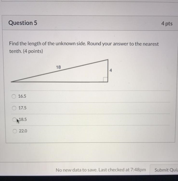 Find the length of the unknown side. Round your number to the nearest tenth.-example-1